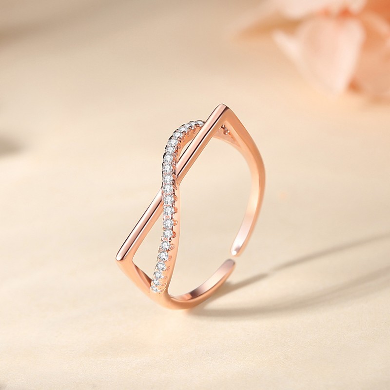 Crossed X Letter Ring, High-end Stackable Design, Open Adjustable